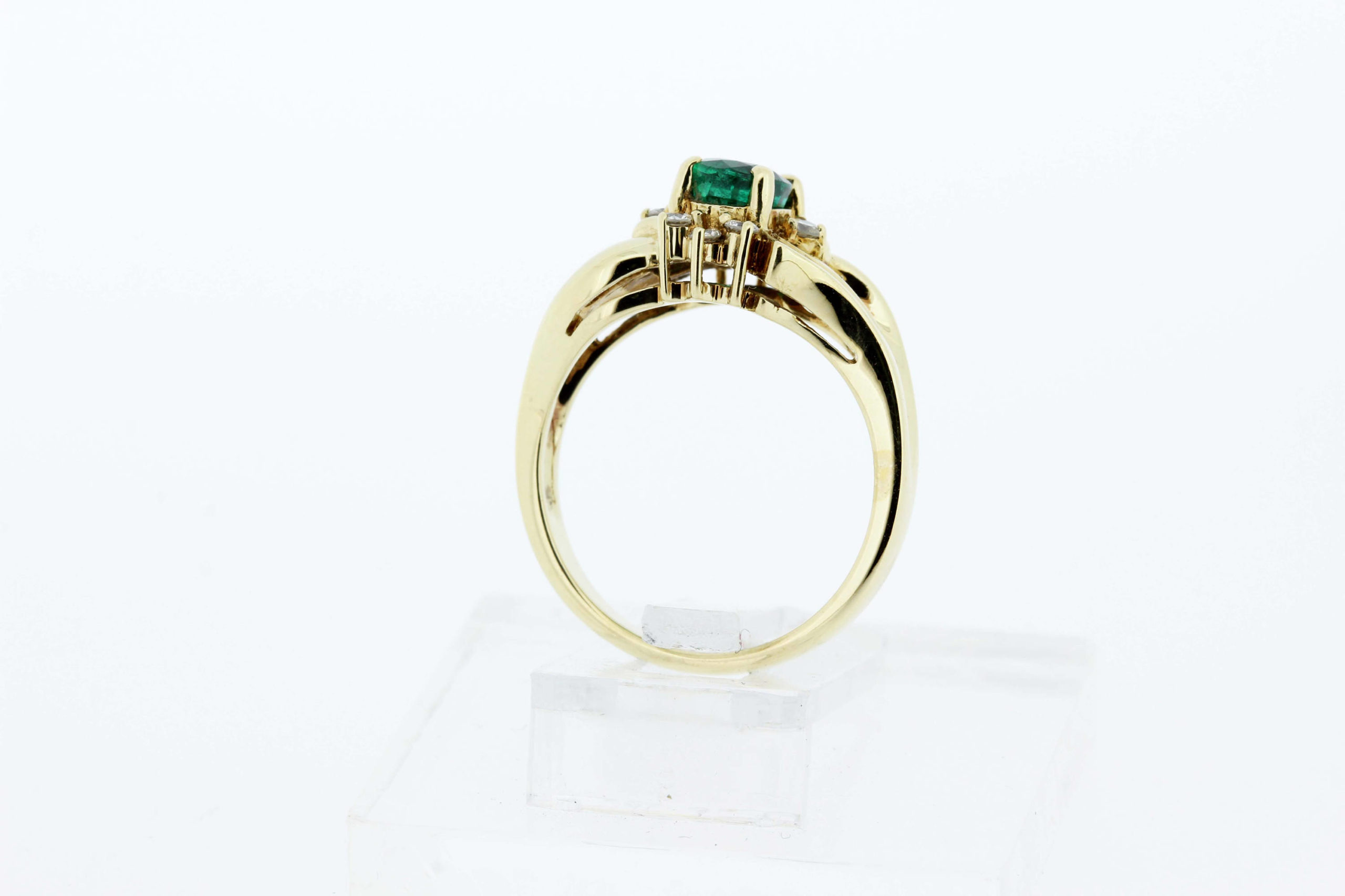 14K Yellow Gold Diamond and Emerald Ring - Timekeepersclayton