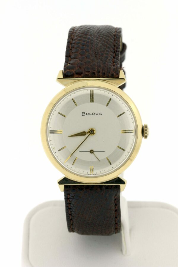 Timekeepersclayton 14K Yellow Gold Vintage Bulova Men’s Wrist Watch Geometric Lugs