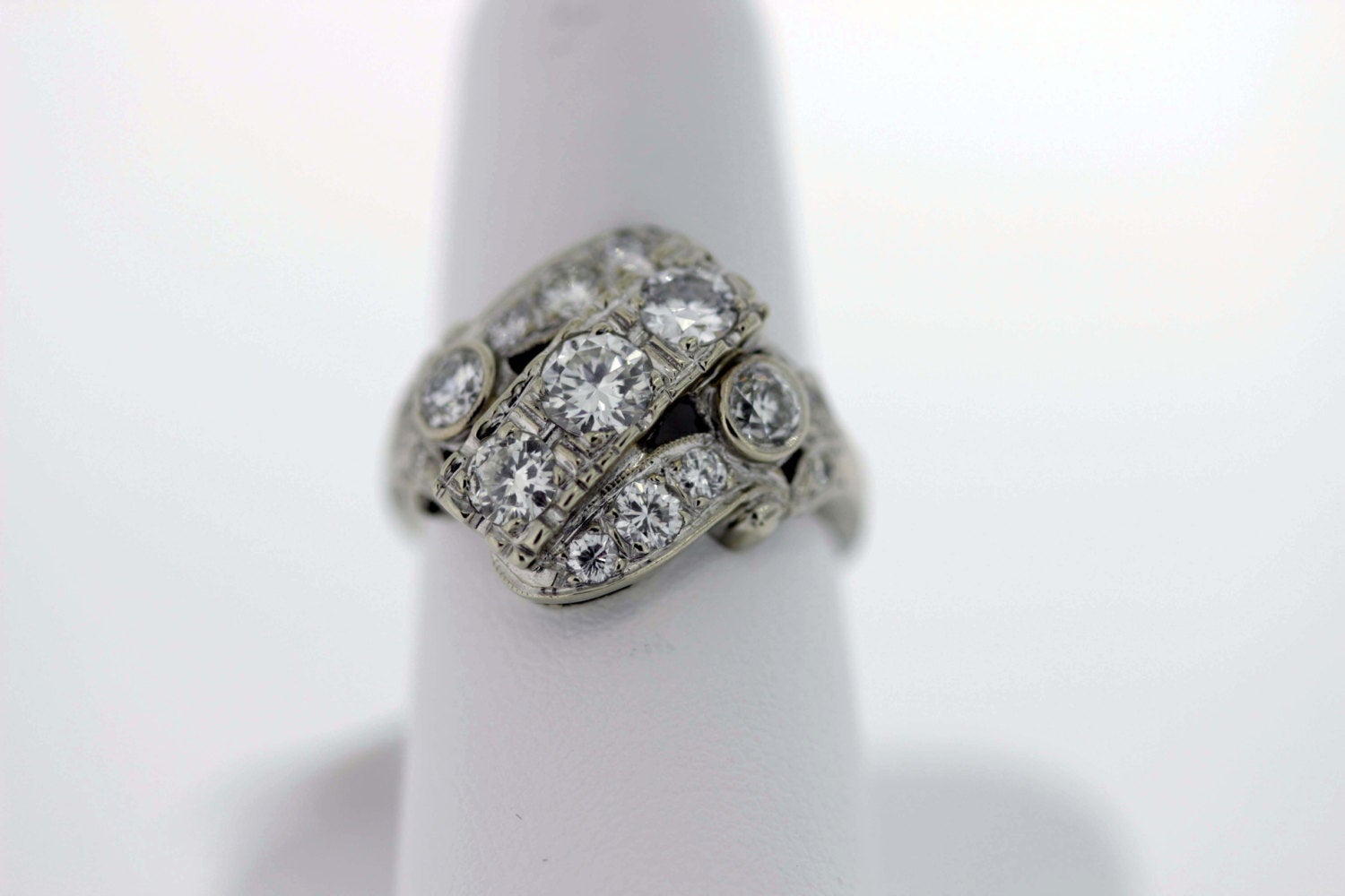 2 Carat Plus Diamond Cluster Floral Ring 14K Gold - Timekeepersclayton