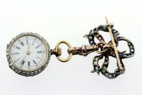Aggasiz Brooch French Pocket Watch With Diamonds - Timekeepersclayton