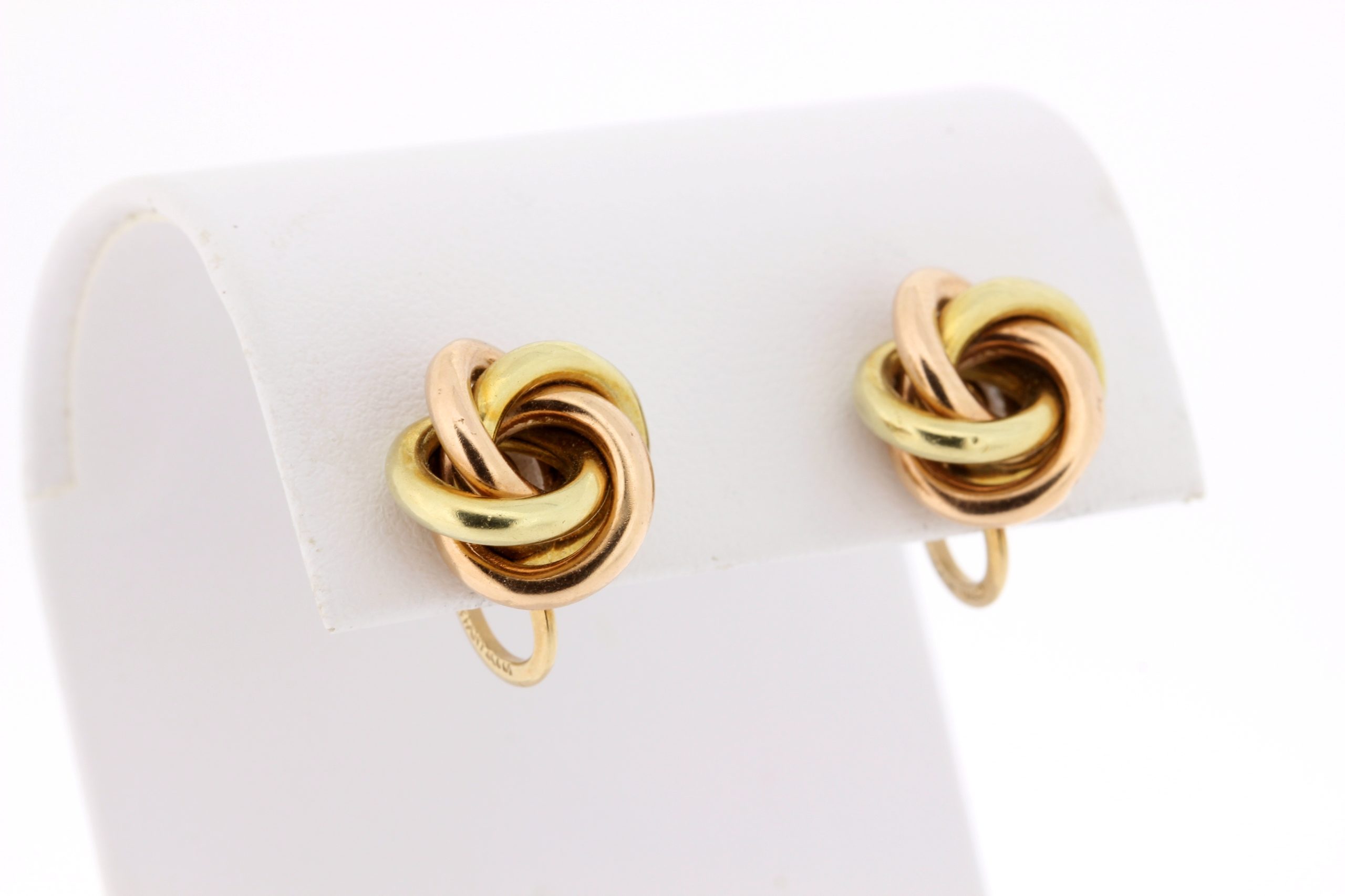 Diamond Tiffany & Co. 18k Yellow Gold Twist love Knot Earrings Studs and box