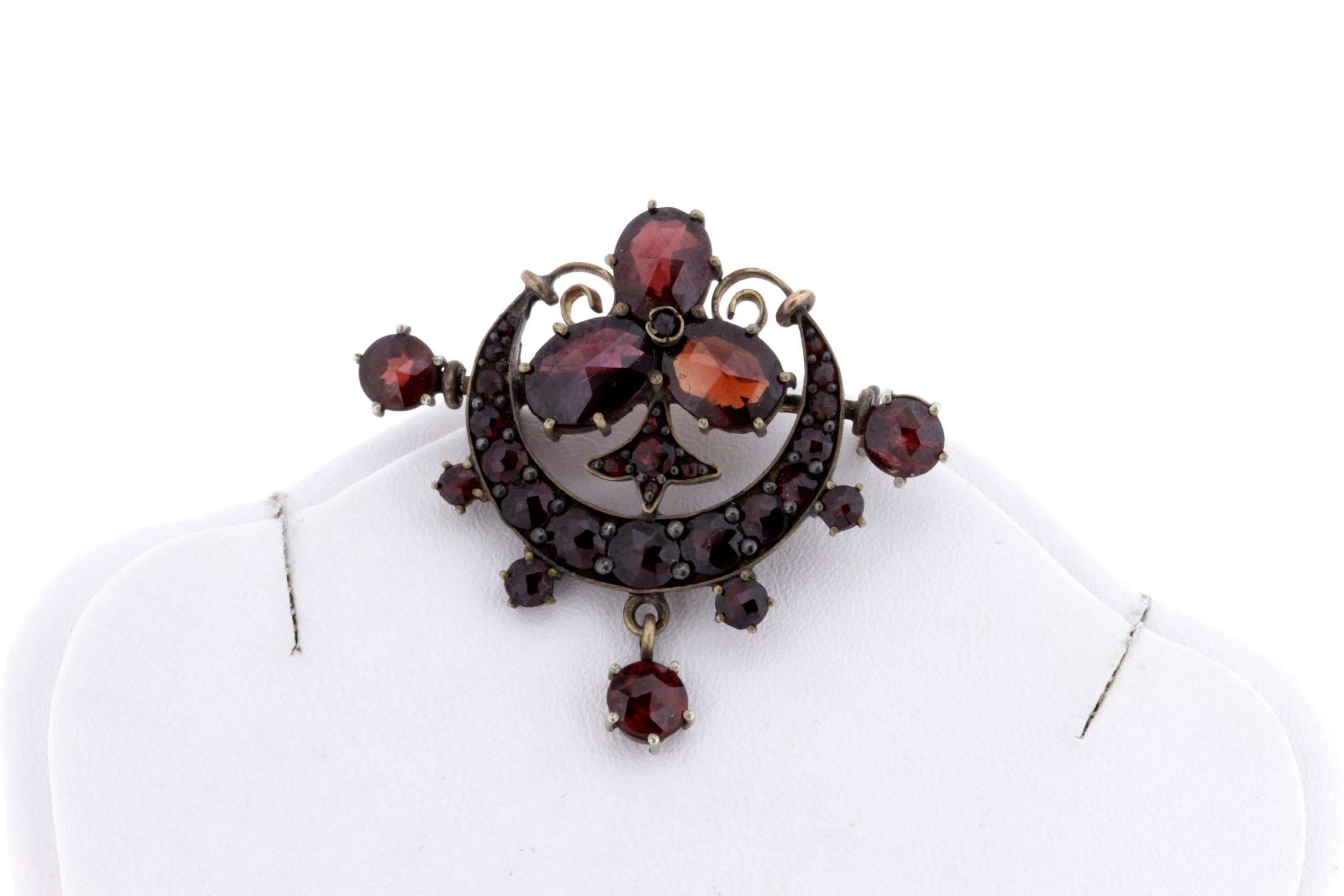 925 Sterling Silver Brooches for Women Red Garnet Stone Ginkgo