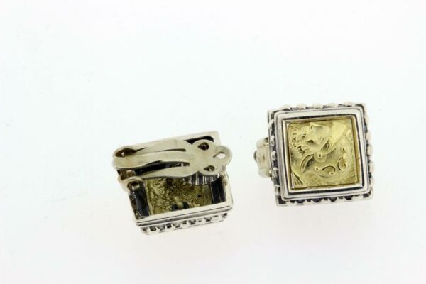 Timekeepersclayton 18K Yellow Gold and Sterling Silver Frederica Conquistador Clip on Earrings