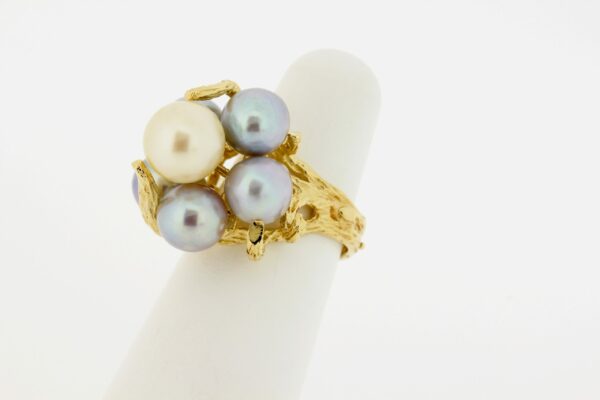 Timekeepersclayton 14K Gold Cluster Pearl Twisted Branches Ring